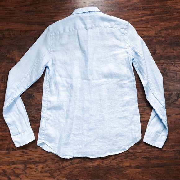 SOLD GAP • sky blue 100% linen boyfriend shirt - Picture 6 of 6